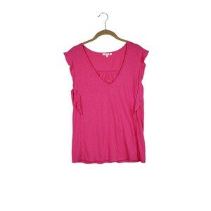 Sundry Flutter Sleeve Top Magenta Pink Pima Cotton Double Ruffle Size 2/Medium